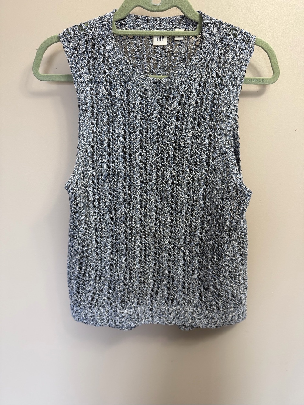 Gap open-stitch marled knit sweater tank top Sz L